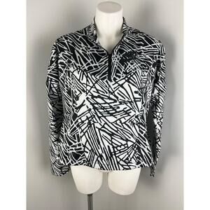 Nike Black White Printed 1/4 Zip Packable Lightweight Windbreaker Small